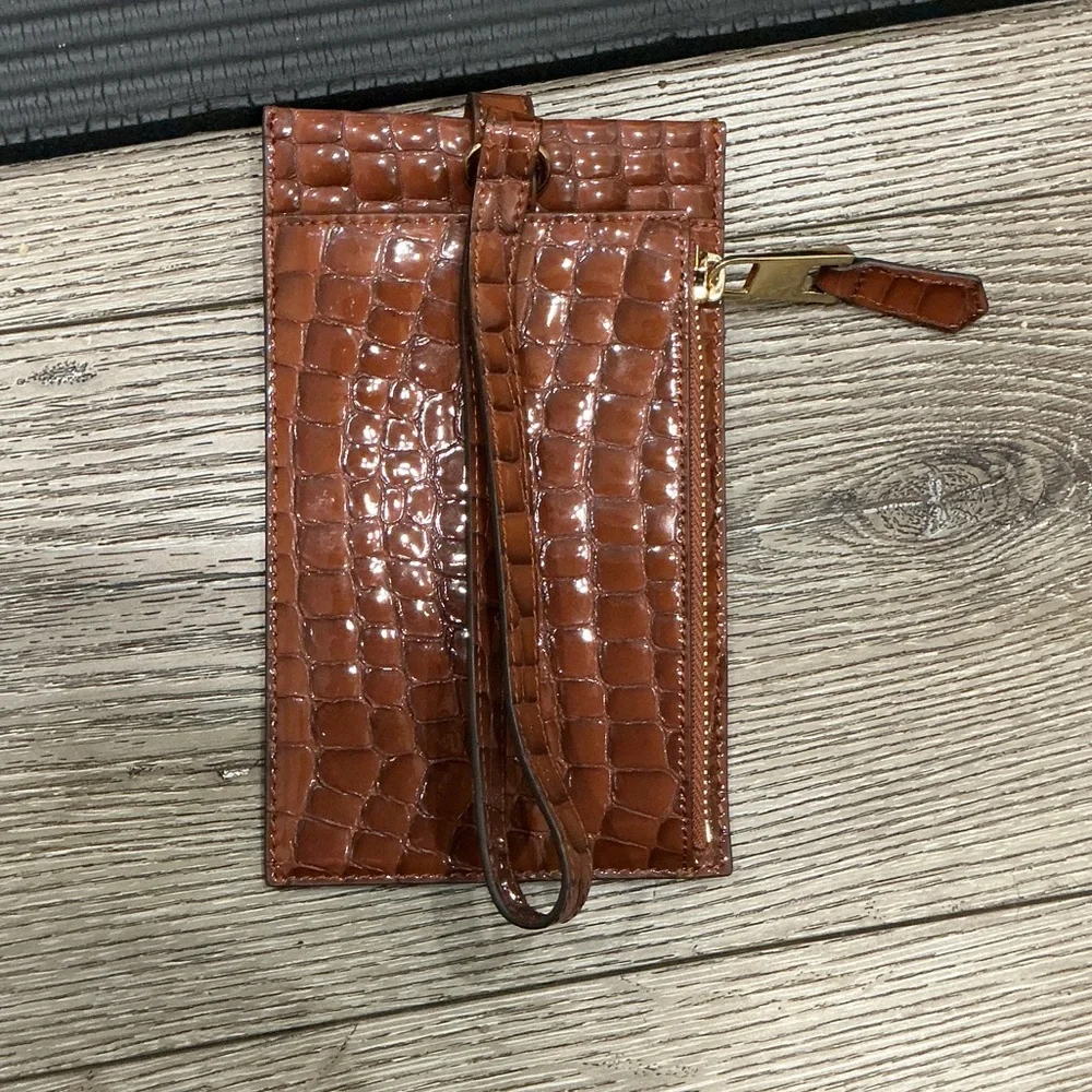 Vince Camuto Jann Brown Patent Leather Wristlet